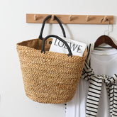 Sac de paille de grande capacité, sac de plage simple et portable en herbe naturelle pour les vacances
